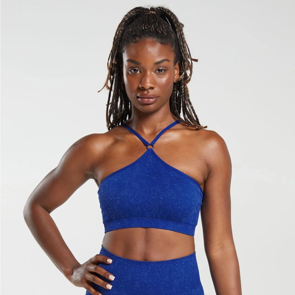 NWT Gymshark Blue Performance Halter Sports Bra